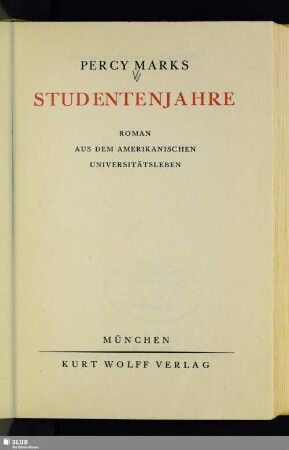 Studentenjahre : Roman aus dem amerikanischen Universitätsleben