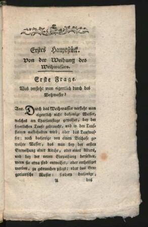 Erstes Hauptstück. Von der Weihung des Weihwassers