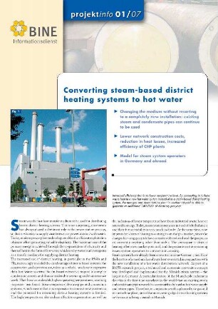 Converting steam-based district heating systems to hot water.