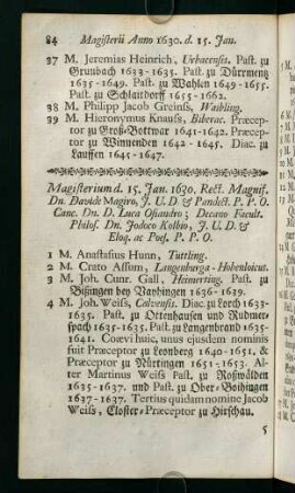 Magisterii Anno 1630 - 1634