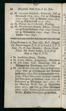 Magisterii Anno 1630 - 1634
