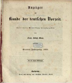 Anzeiger für Kunde der deutschen Vorzeit : Organ d. Germanischen Museums, 4. 1835