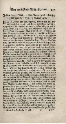 Julius von Tarent. Ein Trauerspiel.
