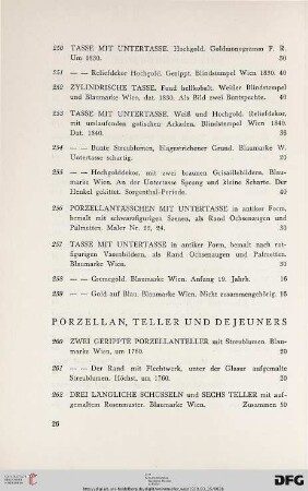 Porzellan, Teller und Dejeuners (Nr. 260-272)