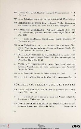 Porzellan, Teller und Dejeuners (Nr. 260-272)