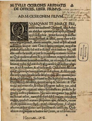 De officiis libri tres, Laelius, Cato maior, & Somnium Scipionis, cum Paradoxis, castigate impressi