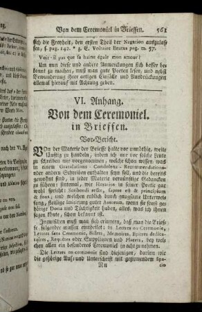 VI. Anhang. Von dem Ceremoniel.