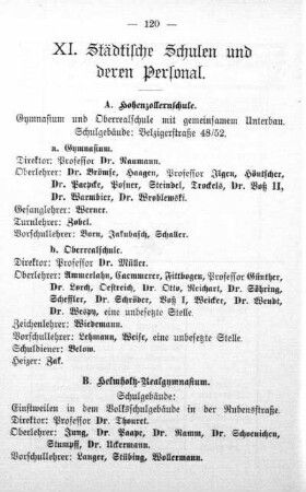 XI. Städtische Schulen und deren Personal