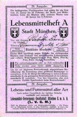 Lebensmittelheft der Stadt München