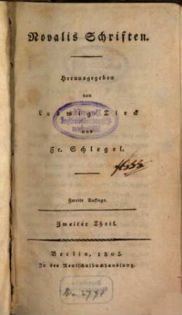 Novalis Schriften, 2 (1805)