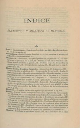 Indice alfabético y analítico de materias
