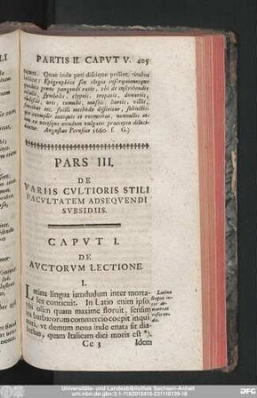 Caput I. De Auctorum Lectione.