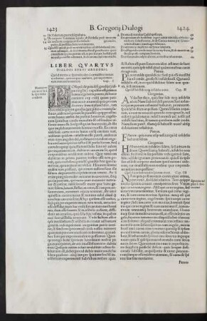 Liber Quartus Dialogi Beati Gregorii.