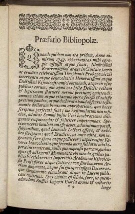 Præfatio Bibliopolæ.