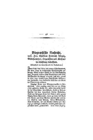 Biographische Nachricht, weil. Hrn. Christian Friedrich Pipping