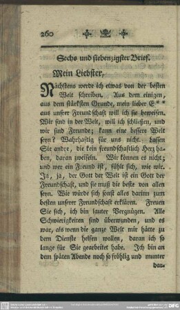 Sechs und siebenzigster Brief. Mein Liebster, ...