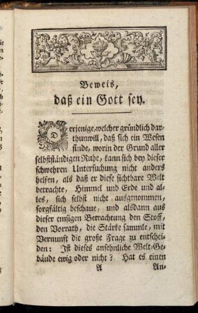 Beweis, daß ein Gott sey.