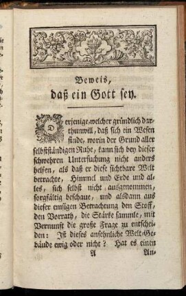 Beweis, daß ein Gott sey.