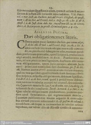 Assertio Decima, Dari obligationem ex literis