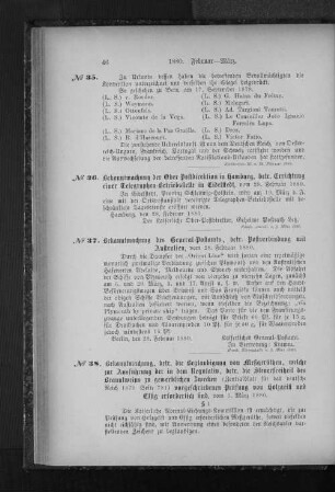 No. 36 Bekanntmachung der Ober-Postdirektion in Hamburg, betr. Errichtung einer Telegraphen-Betriebsstelle in Eidelstedt