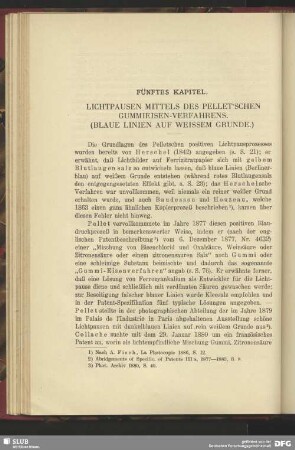 Fünftes Kapitel, Lichtpausen mittels des pellet'schen Gummieisen-Verfahrens (blaue Linien auf weißem Grunde)