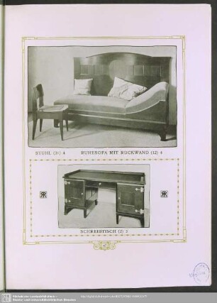 Ruhesofa mit Rückwand (12) 4 und Stuhl (31) 4