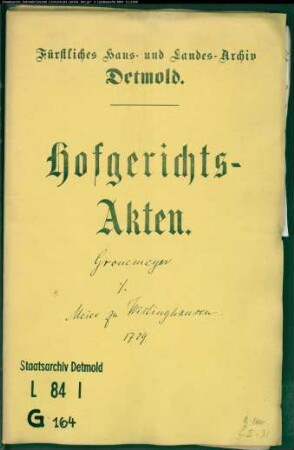 Gronemeyer, Müller zu Wistinghausen gegen Meier zu Wistinghausen - Abtretung der Mühle