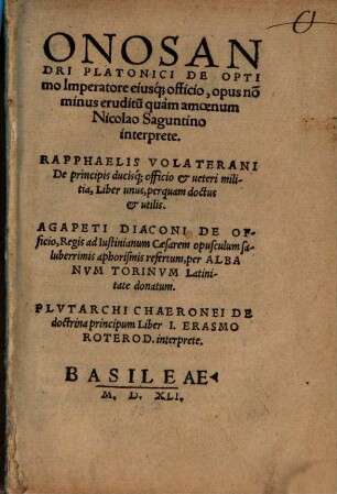De optimo imperatore eiusque officio