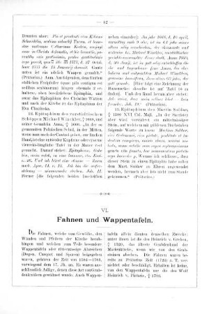 VI. Fahnen und Wappentafeln.