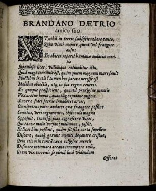 Brandano Dætrio amico suo.