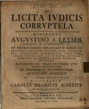 De Licita Ivdicis Corrvptela