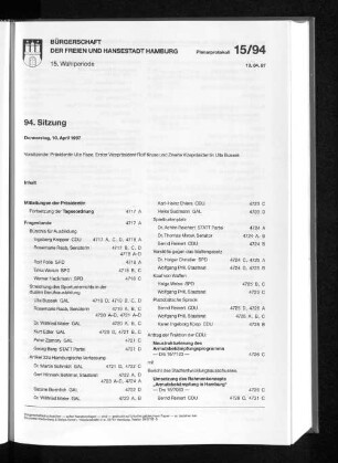 94. Sitzung