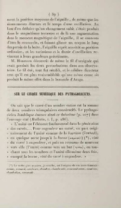 Sur le cirque numérique des Pythagoriciens.