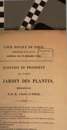 Question de propriété du titre Le jarding des plantes