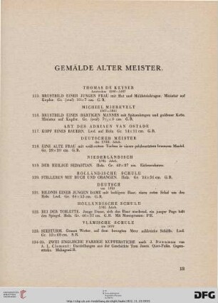 Gemälde Alter Meister (Nr. 115-211)