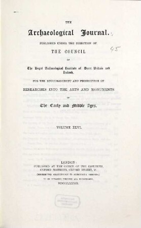 The archaeological journal. 46. 1889