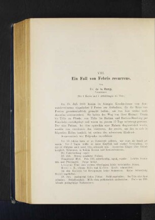 VIII. Ein Fall von Febris recurrens.