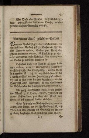 Verbotener Kauf, gestohlner Sachen.