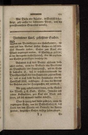 Verbotener Kauf, gestohlner Sachen.