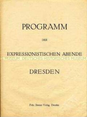 Programm einer Veranstaltungsreihe mit expressionistischen Künstlern