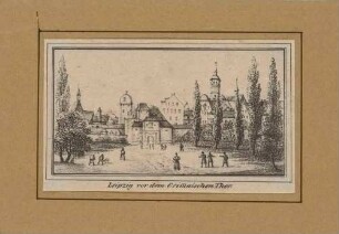 Das Grimmaische Tor in Leipzig von Osten über den Vorplatz (heute Augustusplatz)