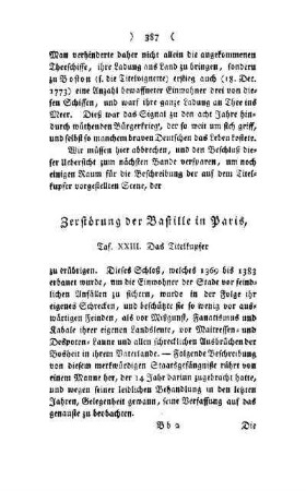 Zerstörung der Bastille in Paris : Taf. XXIII, das Titelkupfer