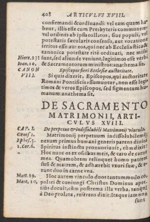 De Sacramento Matrimonii, Articulus XVIII.