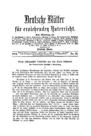 Einige pädagogische Lesefrüchte aus dem Neuen Testament