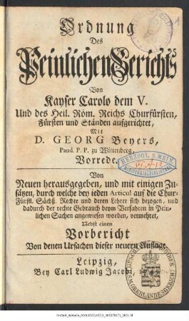 Ordnung Des Peinlichen Gerichts