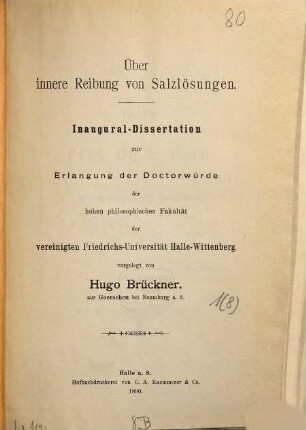 Über innere Reibung von Salzlösungen