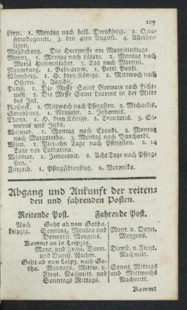 Abgang und Ankunft der reitenden und fahrenden Posten.