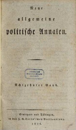 Neue allgemeine politische Annalen. 18. 1826