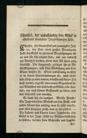 678-682, Chryses, der unbeständig sein Glück in allerhand sinnlichen Vergnügungen sucht