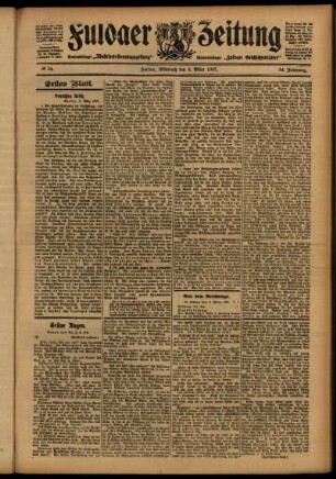 Erste Ausgabe vom Mittwoch, den 06. März 1907.